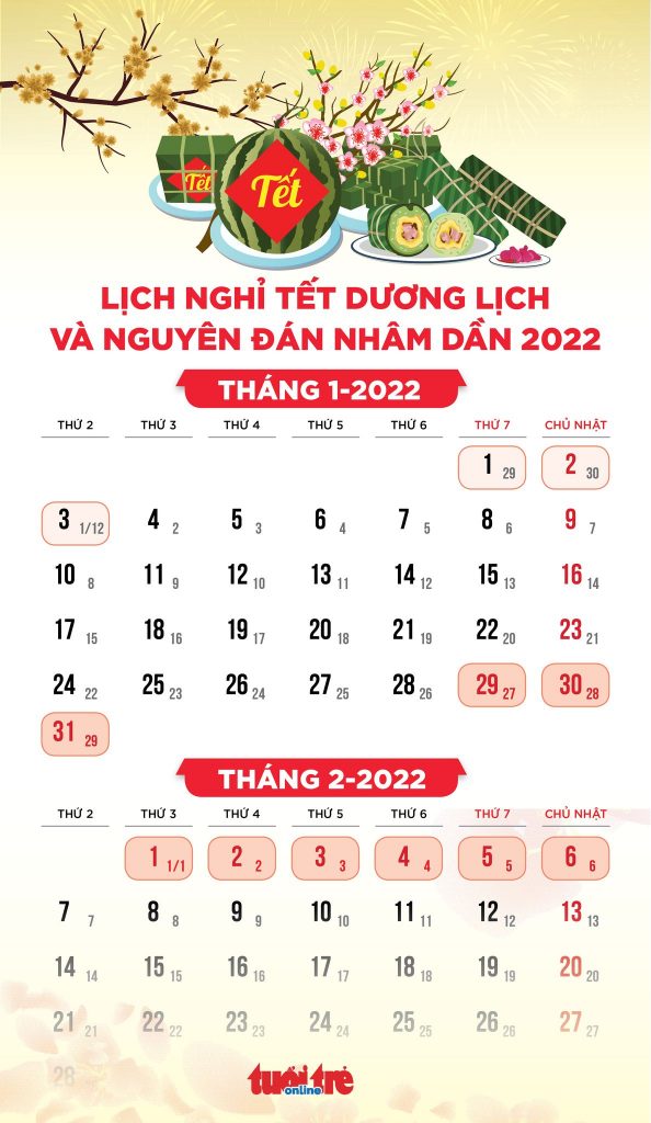 Lịch Nghĩ Tết Nguyên Đán 2022